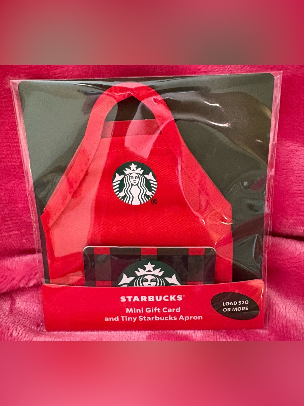 Starbucks Red Mini Apron Gift Card Set with Black Accent Card